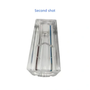 Two-Color PMMA Injection Molded Cosmetic Lipstick Tube Shell, Dual-Shot Transparent Acrylic Cosmetic Packaging Case，Second shot